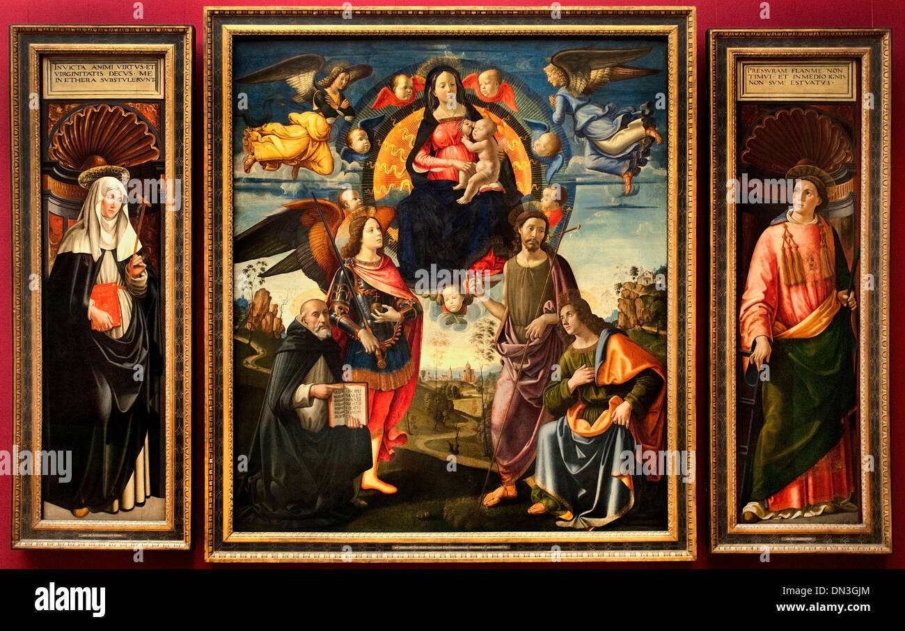 VIRGIN AND CHILD WITH SS DOMINICI MICHAEL JOHN THE BAPTIST JOHN THE