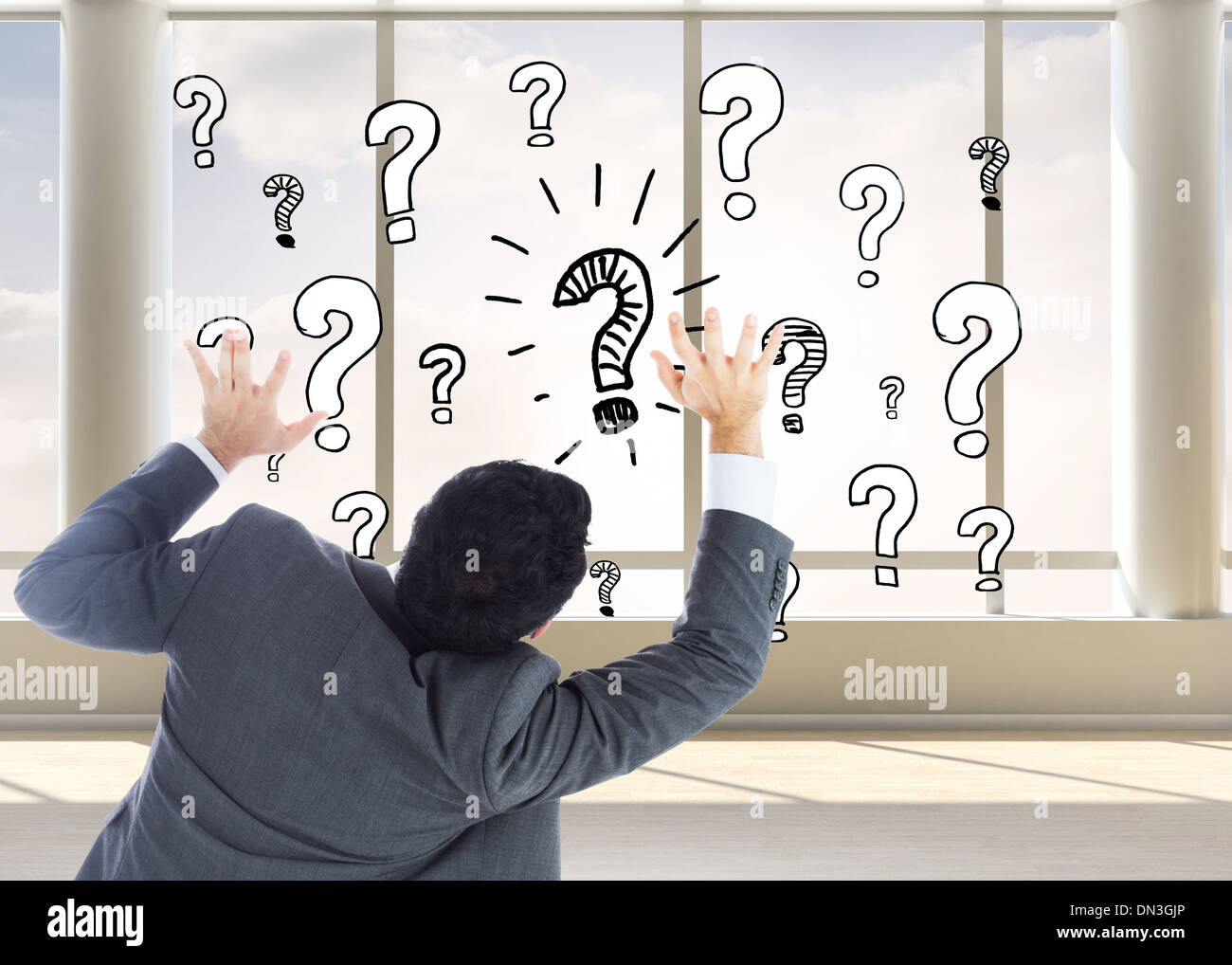 Raised hands question business hi-res stock photography and images - Alamy