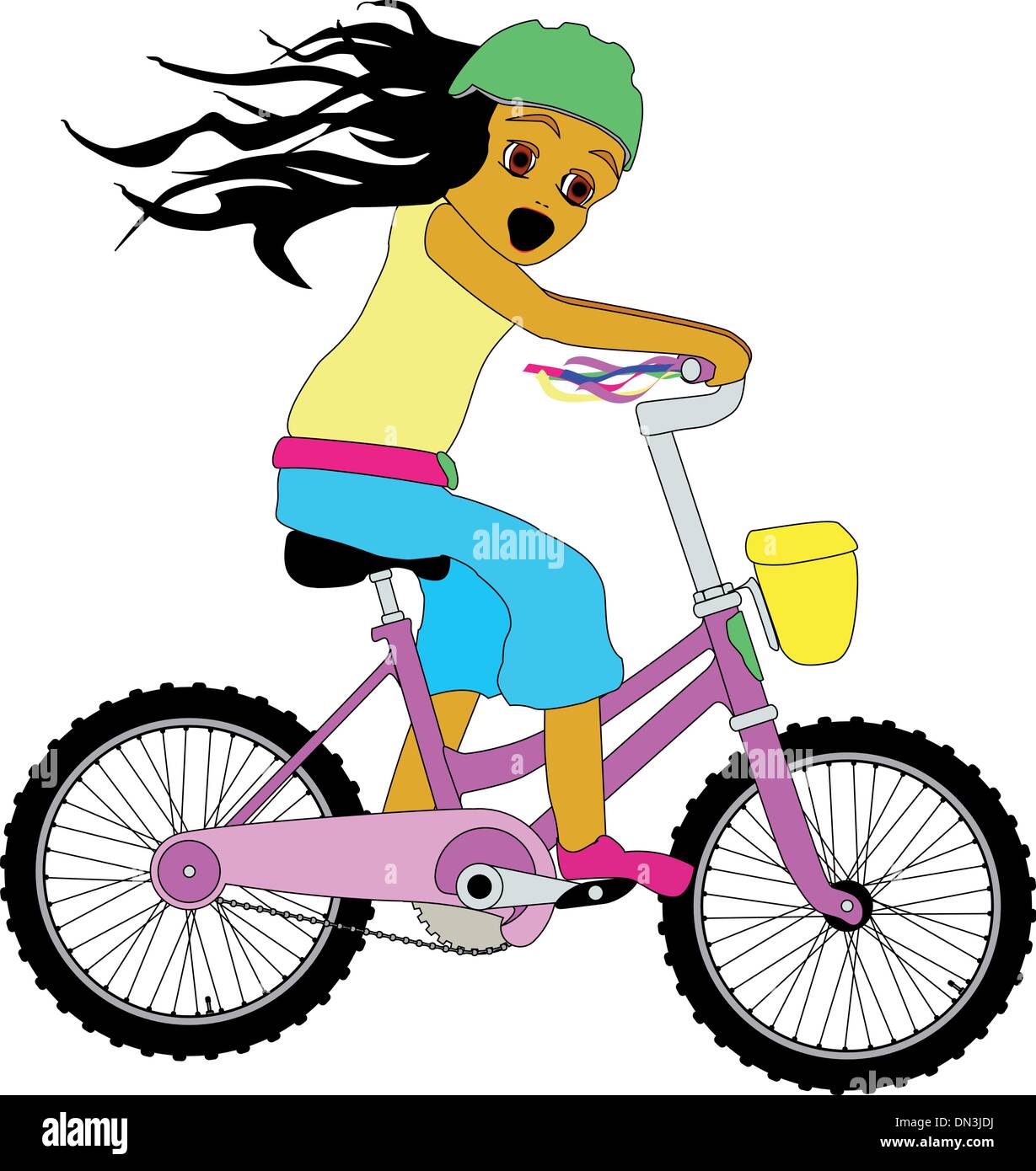 Little Girl on Bicycle Stock Vector