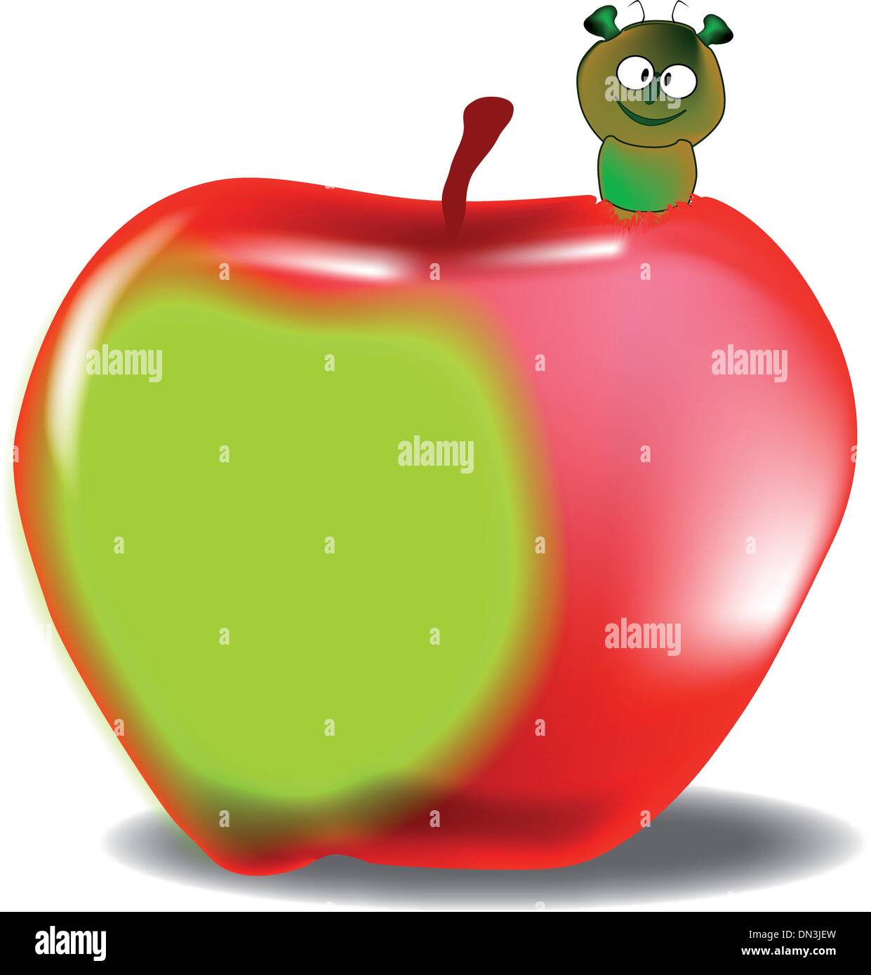 Worm in the Apple Stock Vector Image & Art - Alamy