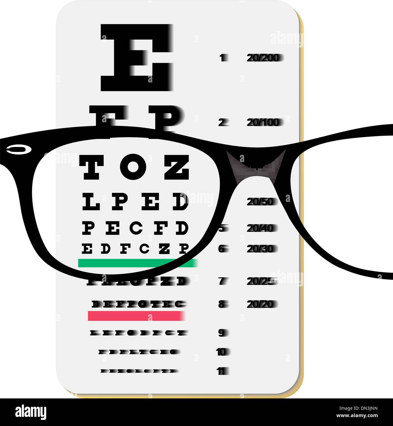 eyeglasses over snellen eye chart Stock Vector Image & Art Alamy