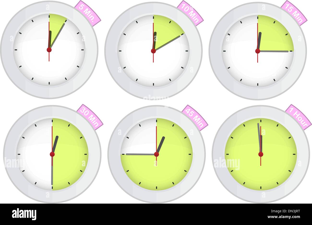 timer clock with 5, 10, 15, 30, 45, 60 min signs Stock Vector Image & Art -  Alamy