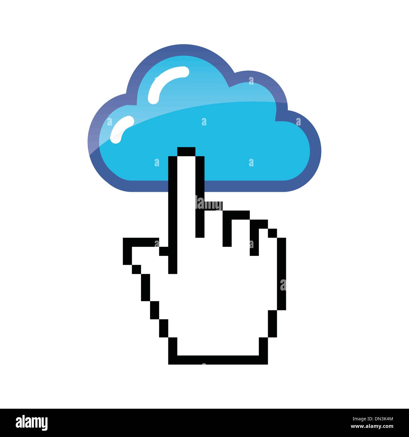 Blue cloud with cursor hand vector Stock Vector