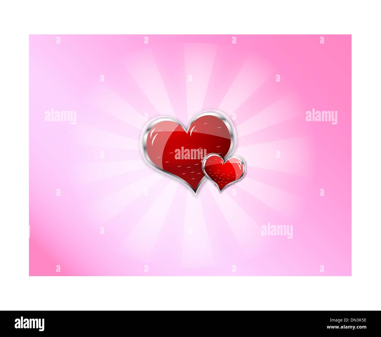 red shiny vector heart for valentines day on pink background Stock ...