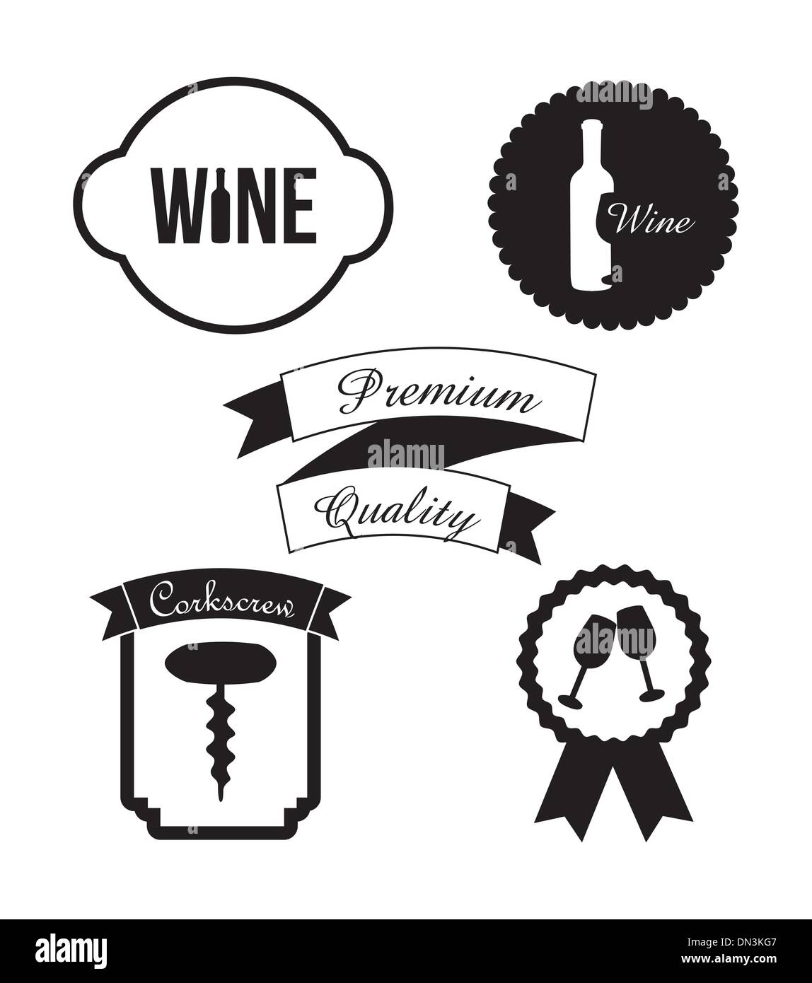 Glass of wine and corkscrew view Stock Vector Images - Alamy