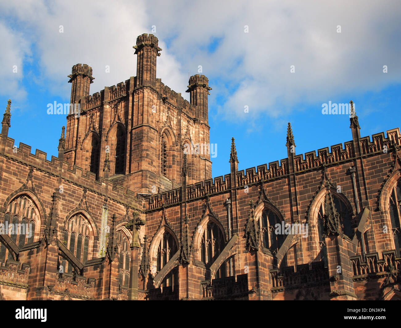 Chester Cathedral (Cathedral Church of Christ and the Blessed Virgin Mary), a landmark building in the Cheshire city of Chester, England Stock Photo