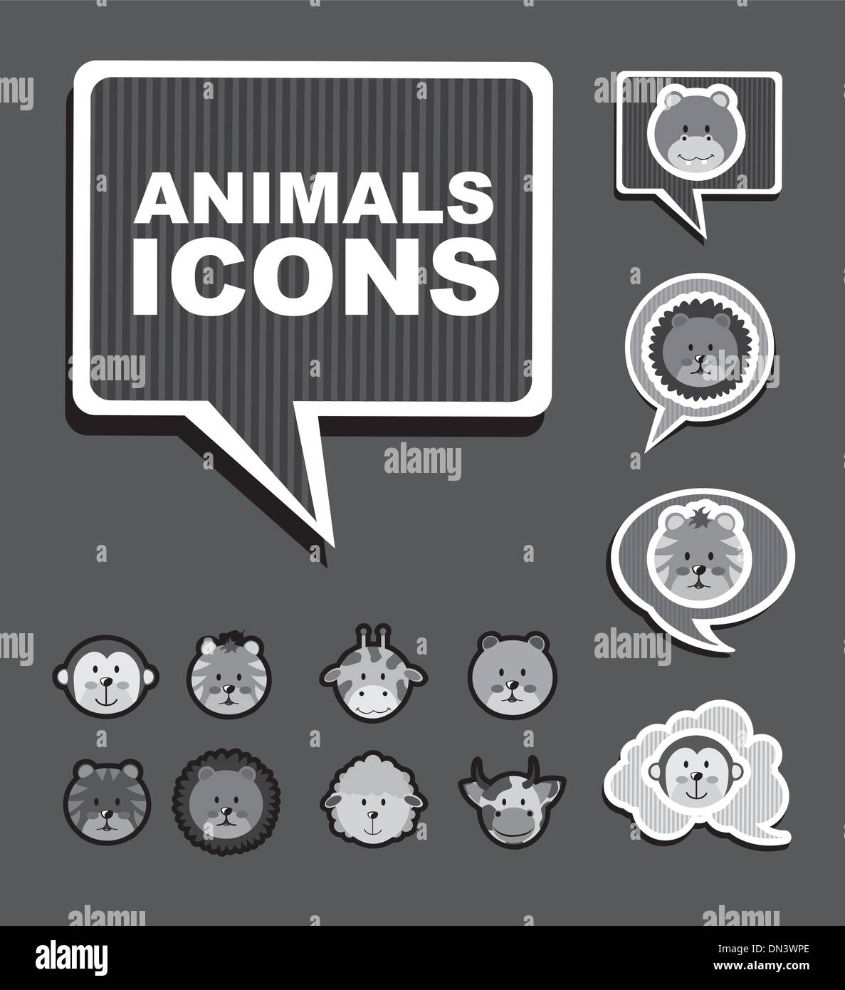 animals icons Stock Vector