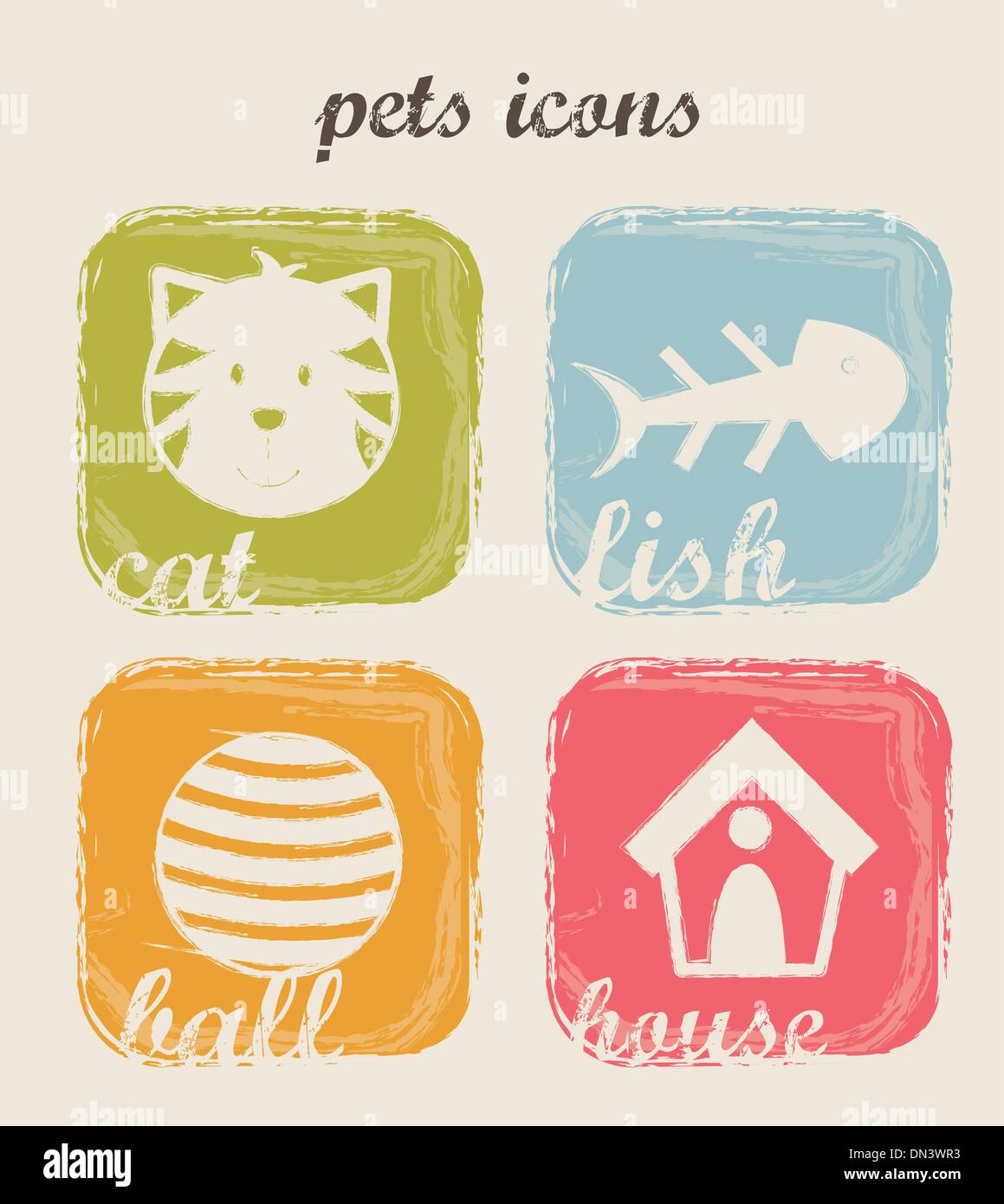 pets icons Stock Vector