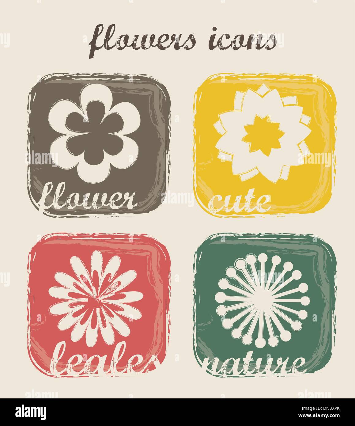 flowers icons Stock Vector