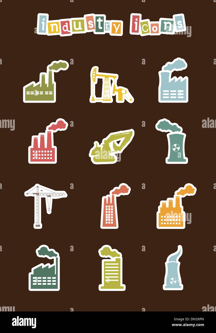 industry icons Stock Vector