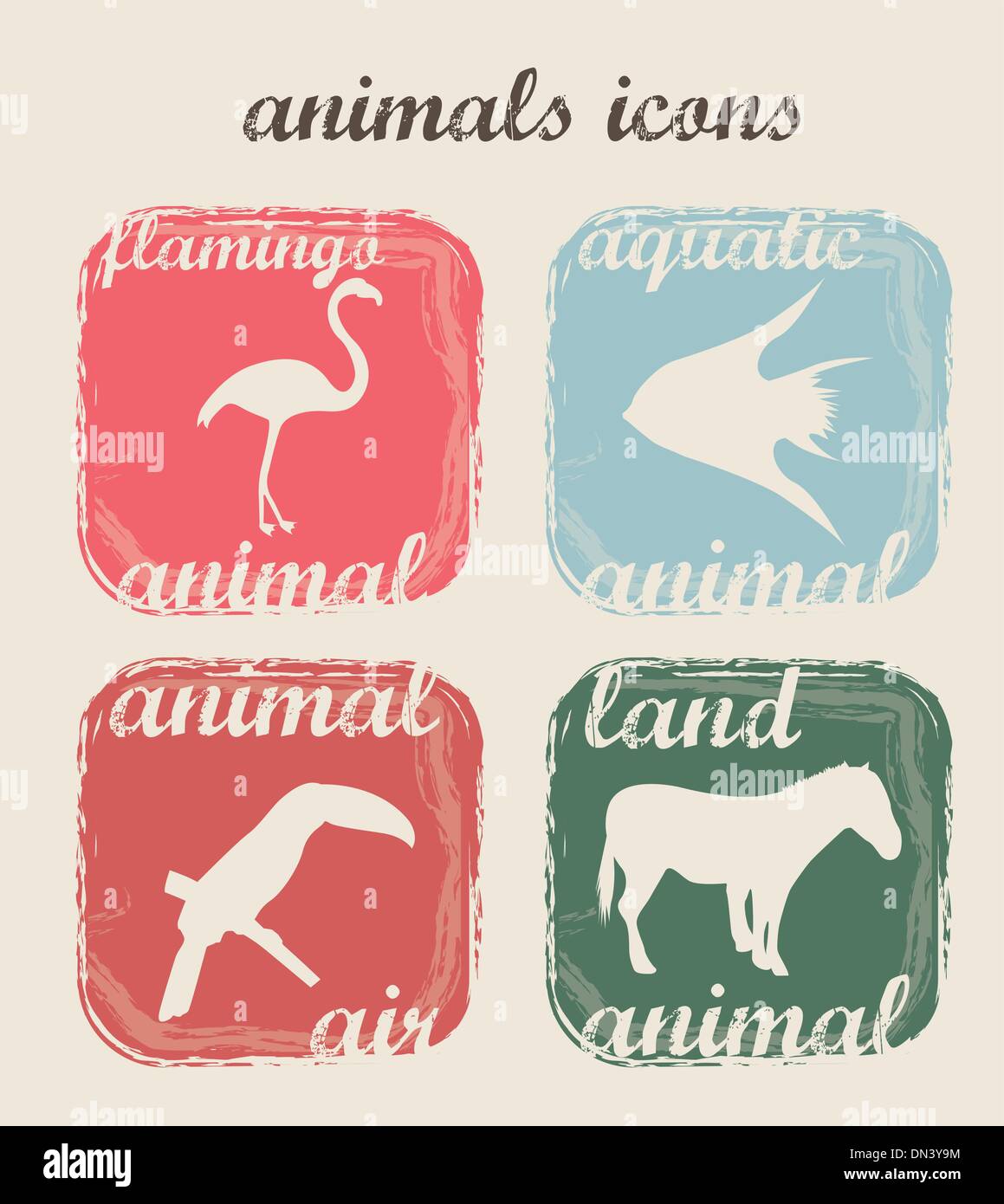 Aquatic and land animals Stock Vector Images - Alamy