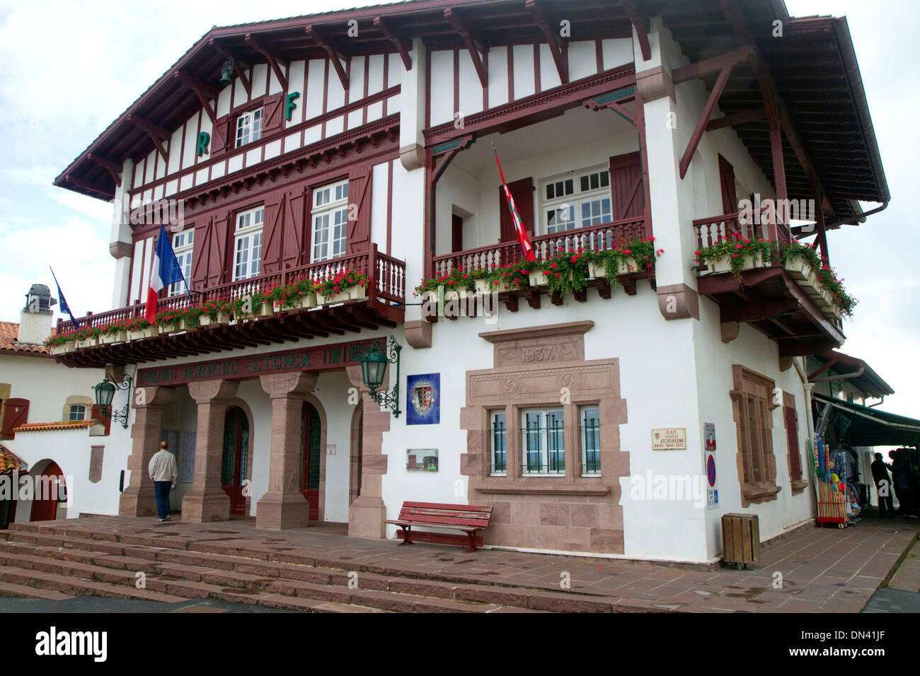 Basque building at Bidart in the Basque province of Labourd, southwestern France. Stock Photo