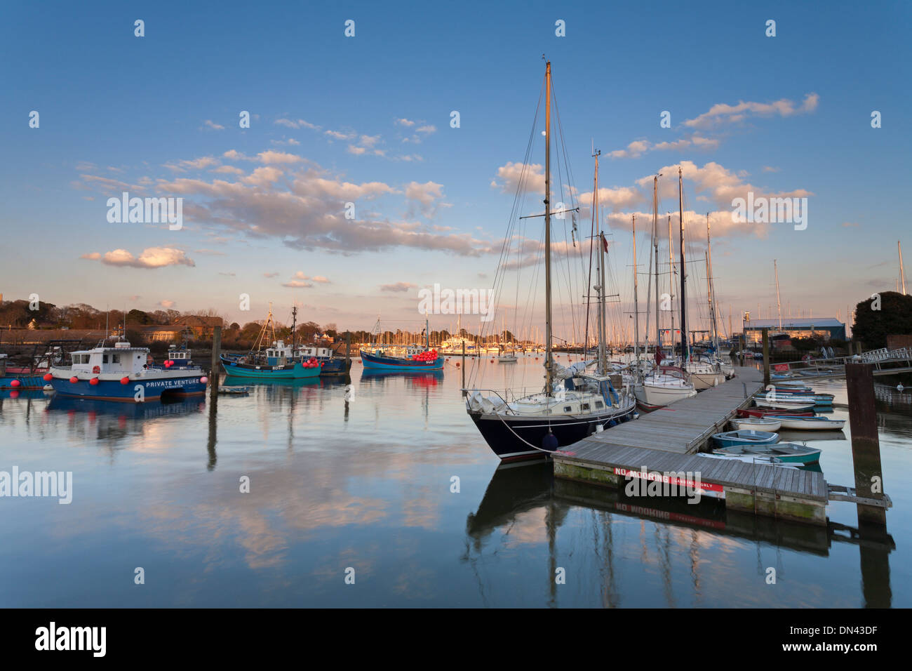 Boats in Lymington Harbour, New Forest, Hampshire, England. Stock Photo