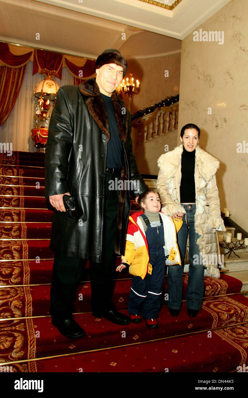 Russian boxer -heavy wieght champion - Nikolay Valuev with his wife Galina and son Grisha in