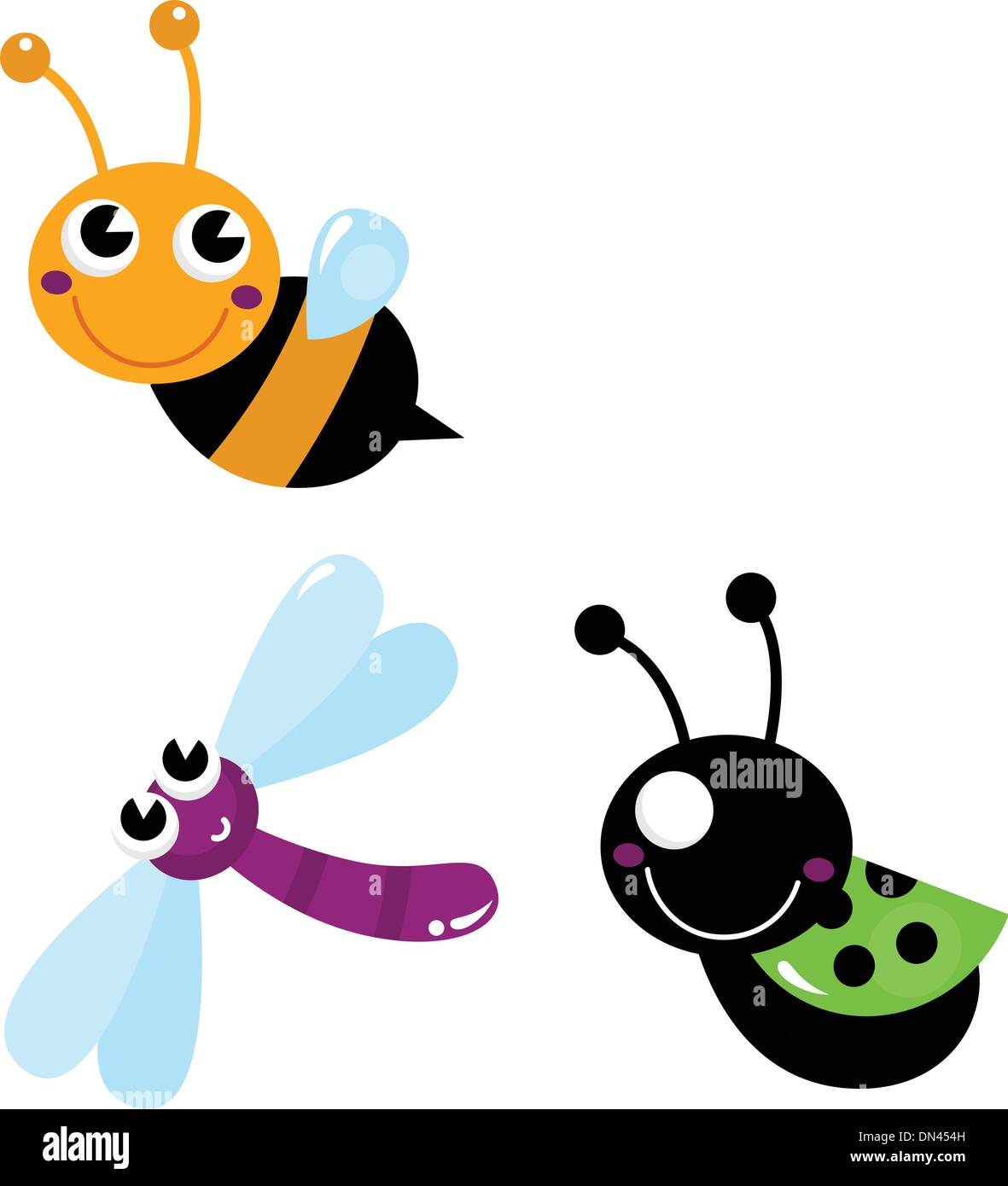 Cute little cartoon bugs isolated on white Stock Vector Image & Art - Alamy