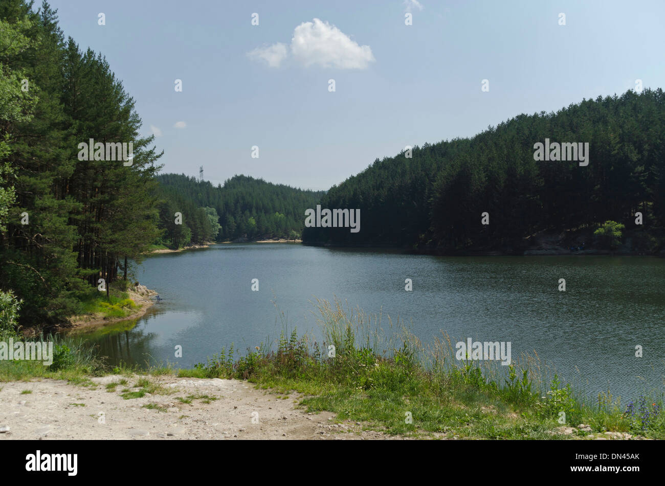 Small dam in beautiful mountain Plana, Bulgaria Stock Photo