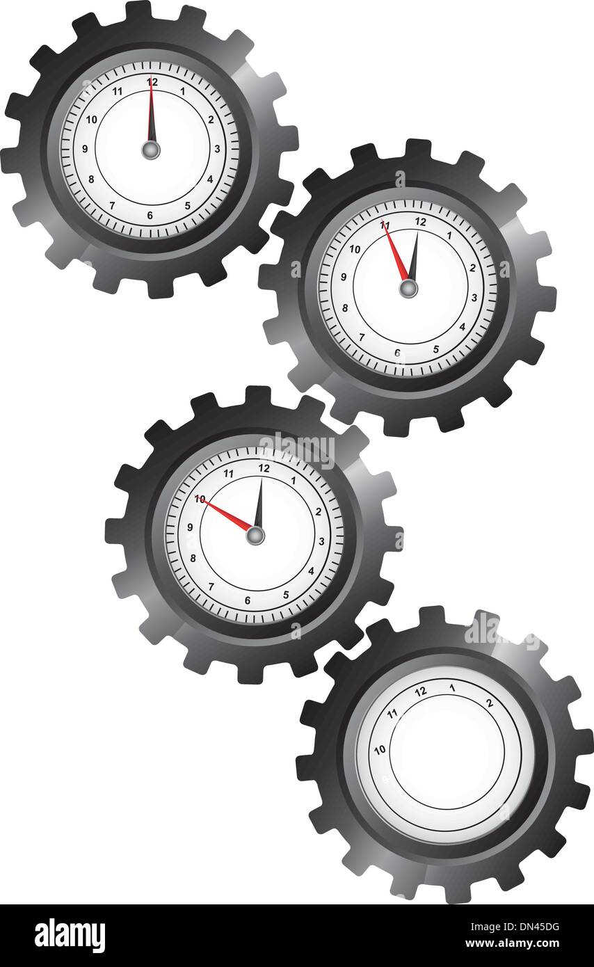 black gears with clock Stock Vector Image & Art Alamy