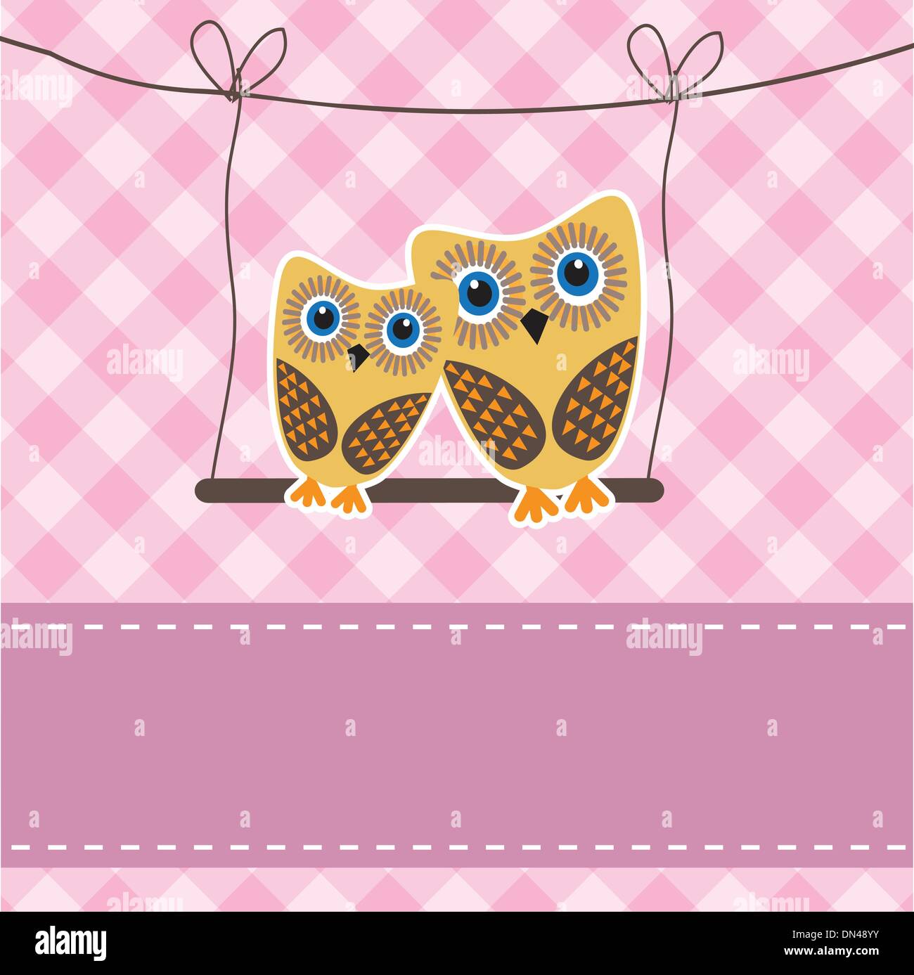 Two cute owls on the tree branch Stock Vector Image & Art - Alamy