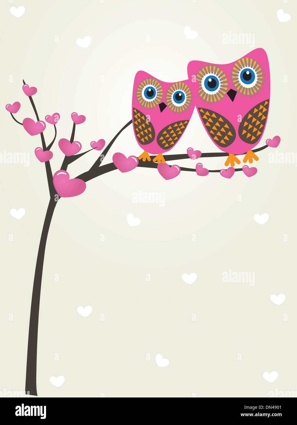 Two cute owls on the tree branch Stock Vector Image & Art - Alamy