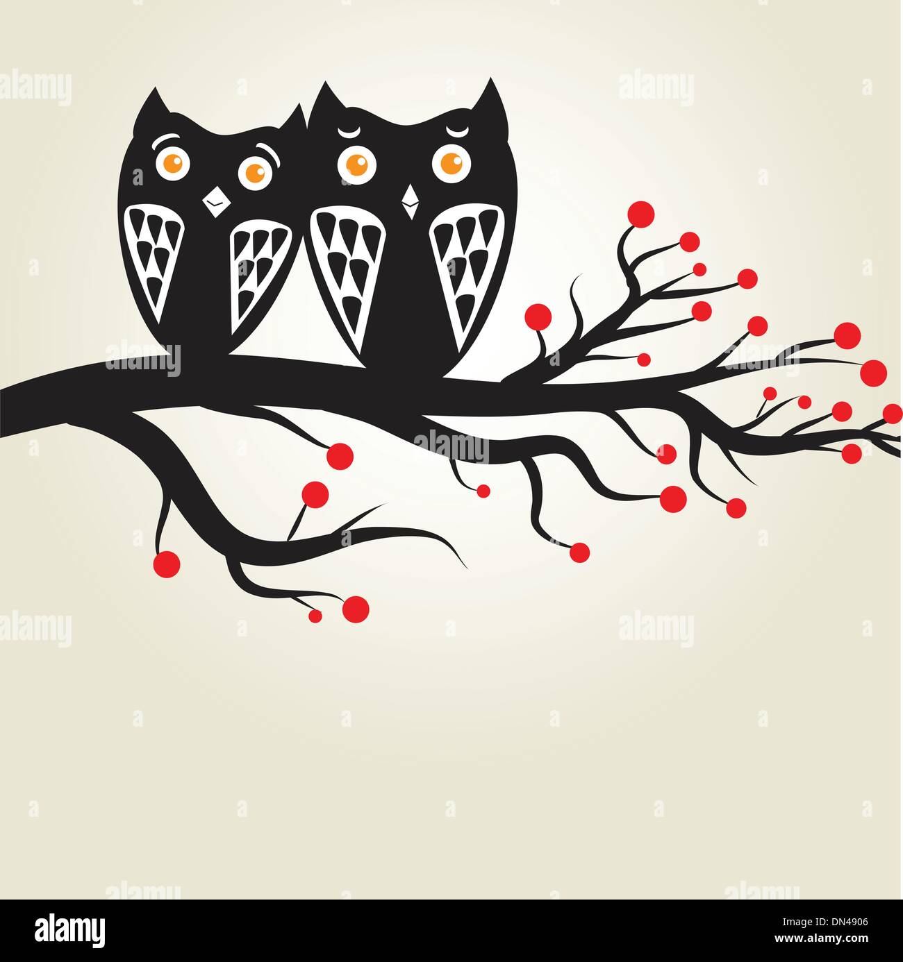 Two cute owls on the tree branch Stock Vector Image & Art - Alamy