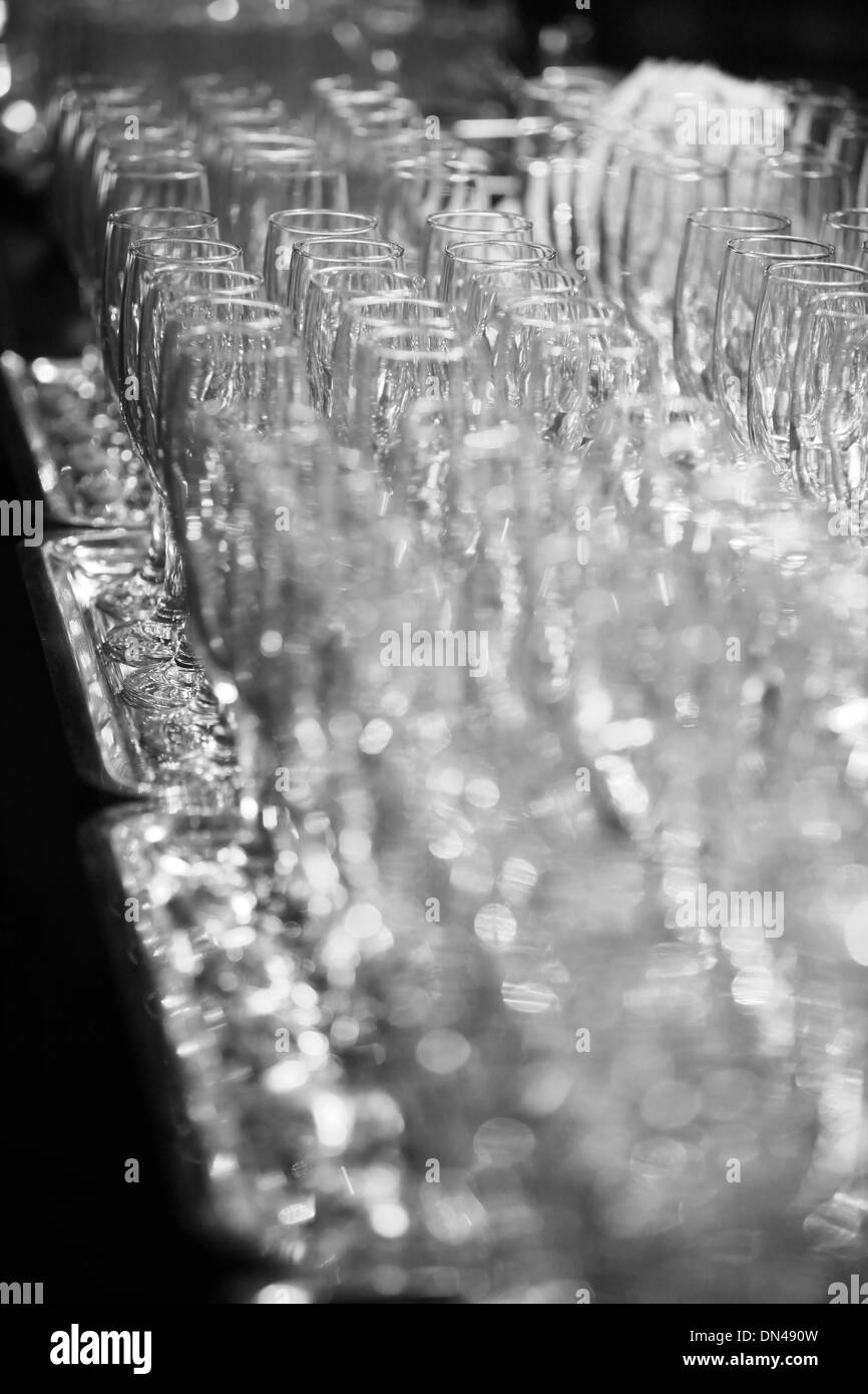 Color detail of some empty champagne glasses Stock Photo