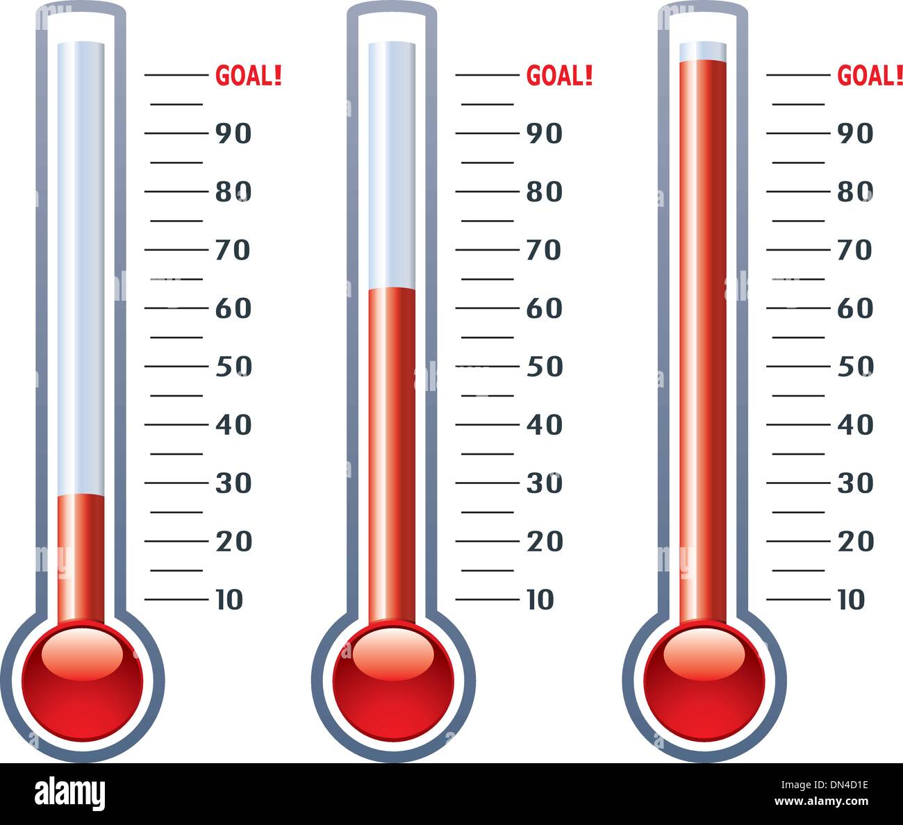 vector thermometers at different levels Stock Vector