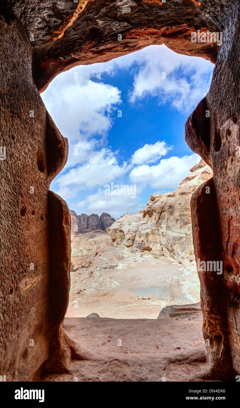 Tomb doorway in Petra, Jordan Stock Photo