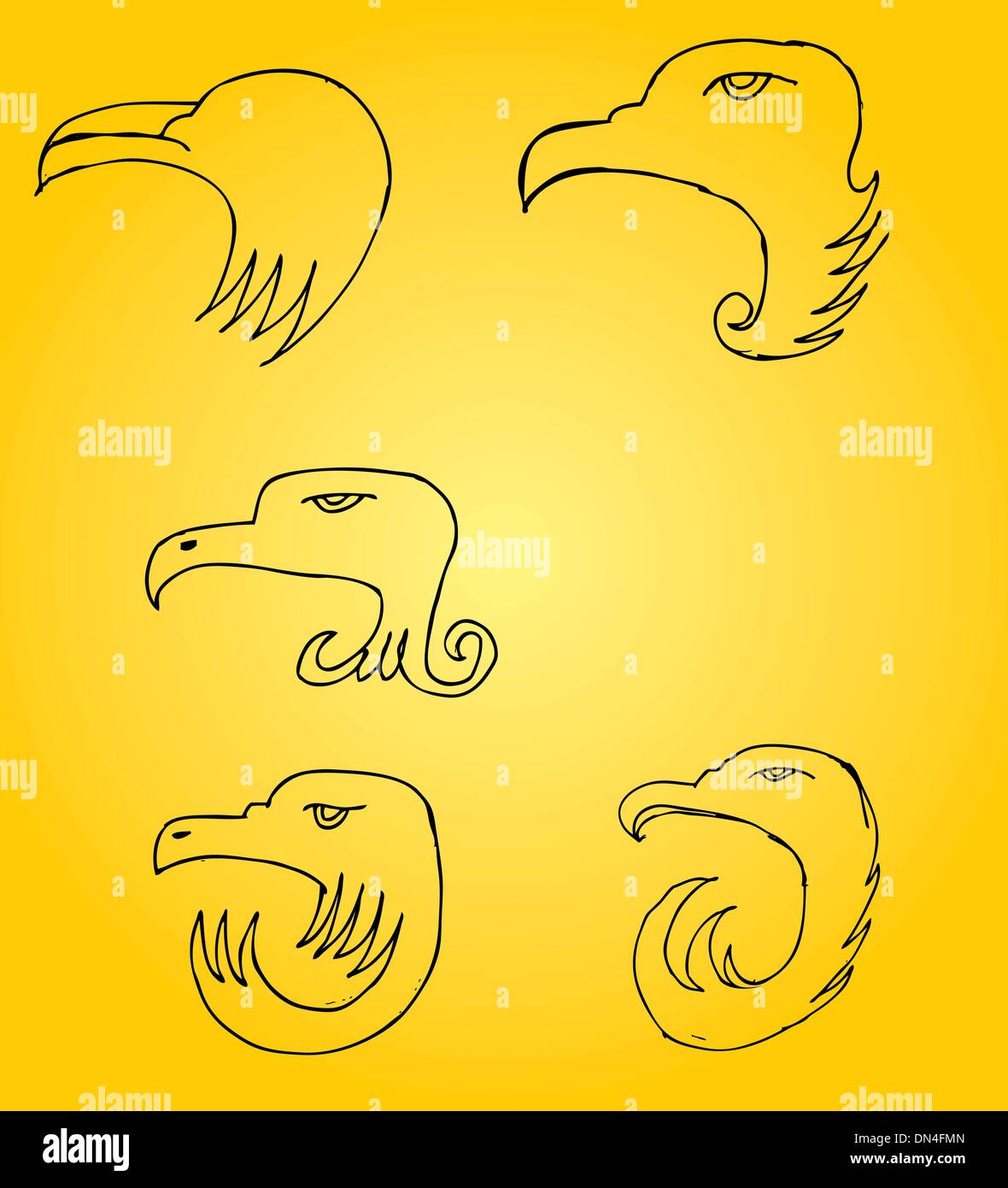 hand drawing eagle head vector art Stock Vector