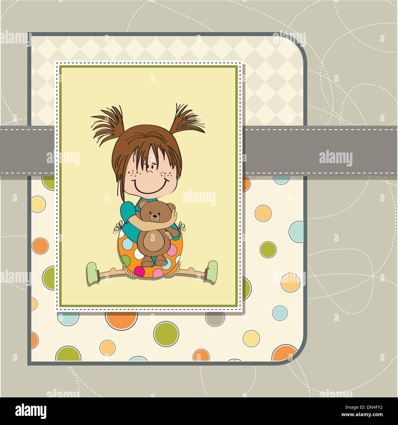 little girl sitting with her teddy bear Stock Vector Image & Art - Alamy