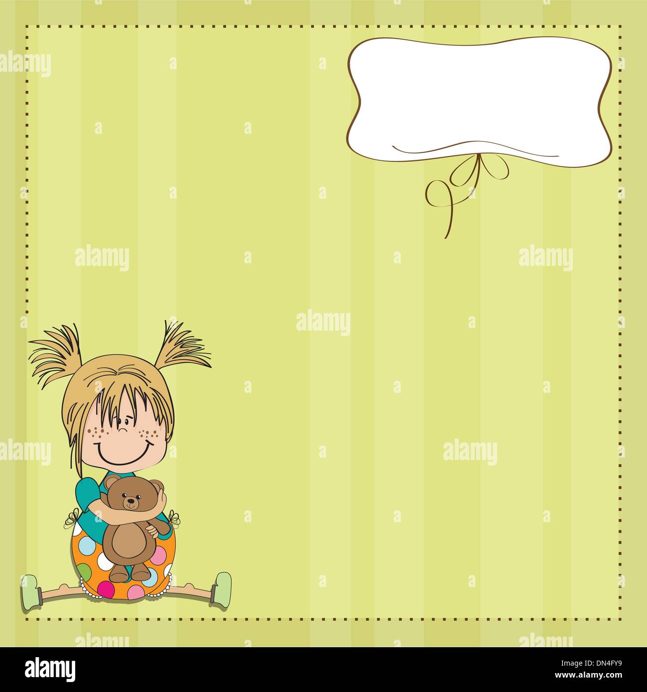 little girl sitting with her teddy bear Stock Vector Image & Art - Alamy