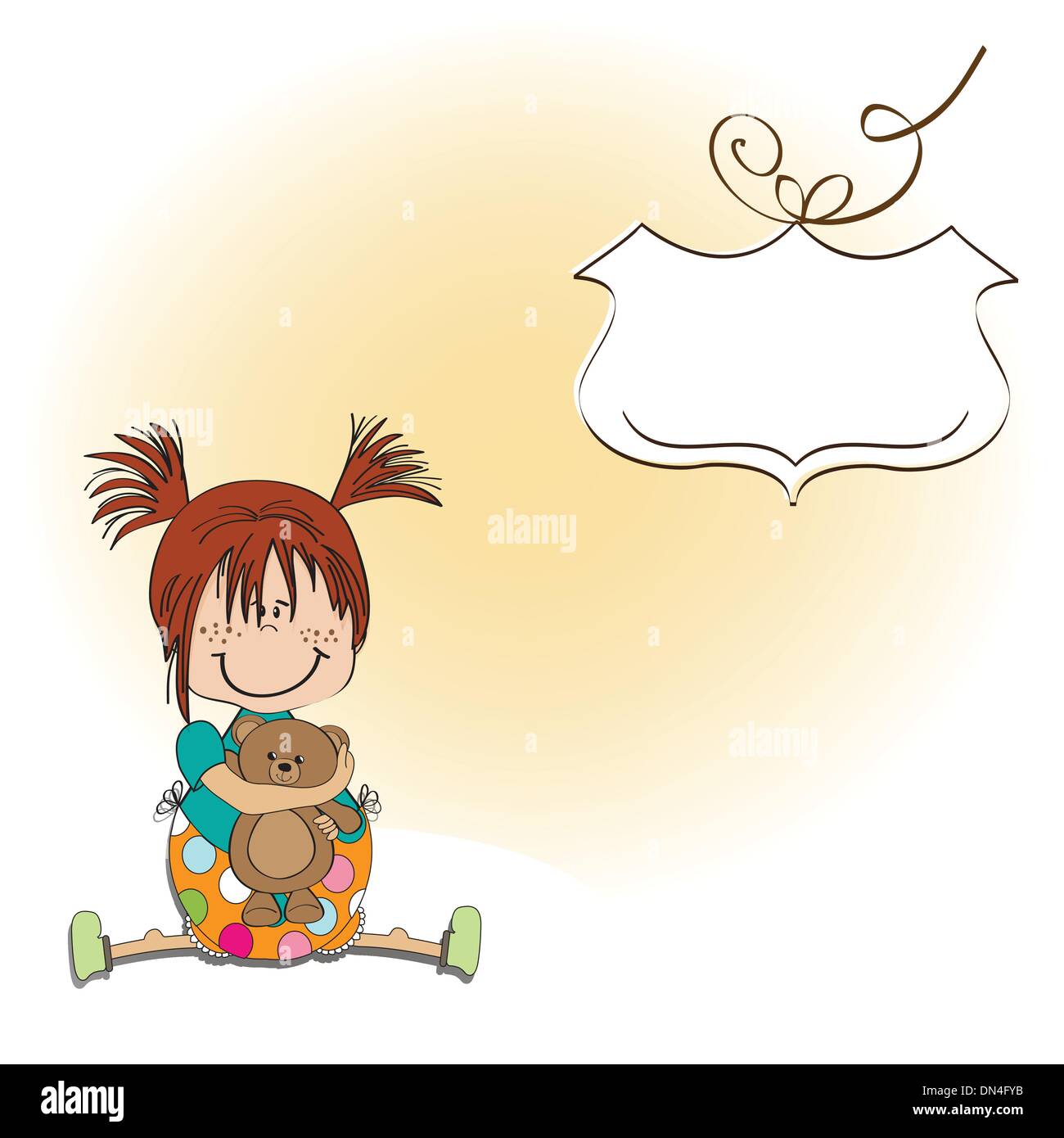 little girl sitting with her teddy bear Stock Vector Image & Art - Alamy