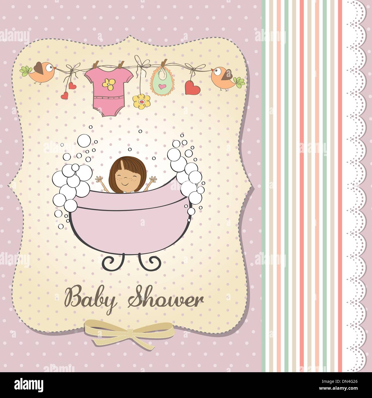 romantic baby girl shower card Stock Vector Image & Art - Alamy