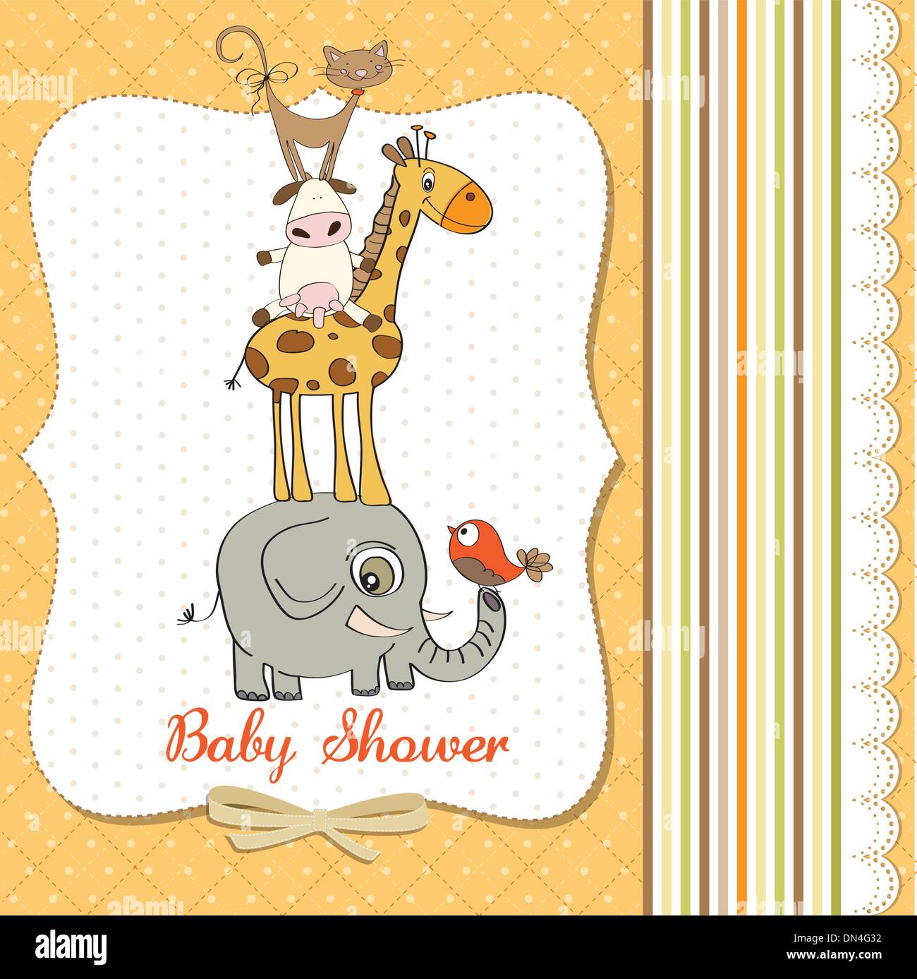 Baby Shower Card With Funny Pyramid Of Animals Stock Vector Art Baby Shower Card With Funny Pyramid Of Animals Stock Vector Art