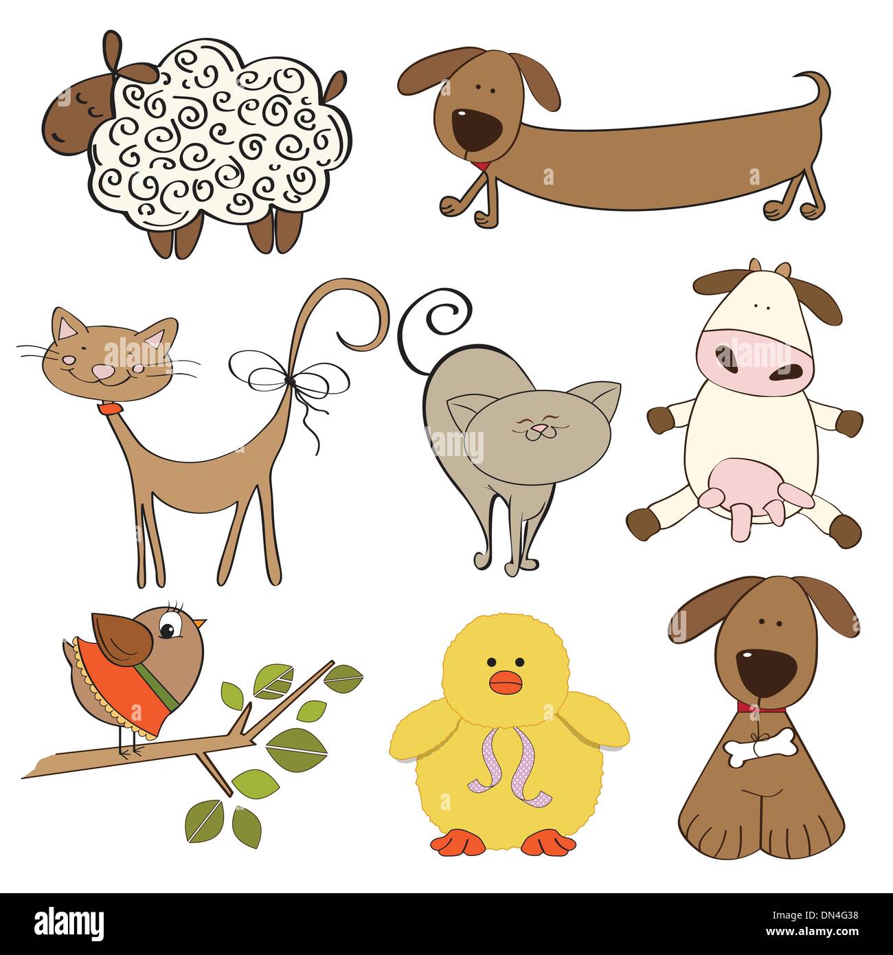 illustration of isolated farm animals set on white background Stock ...