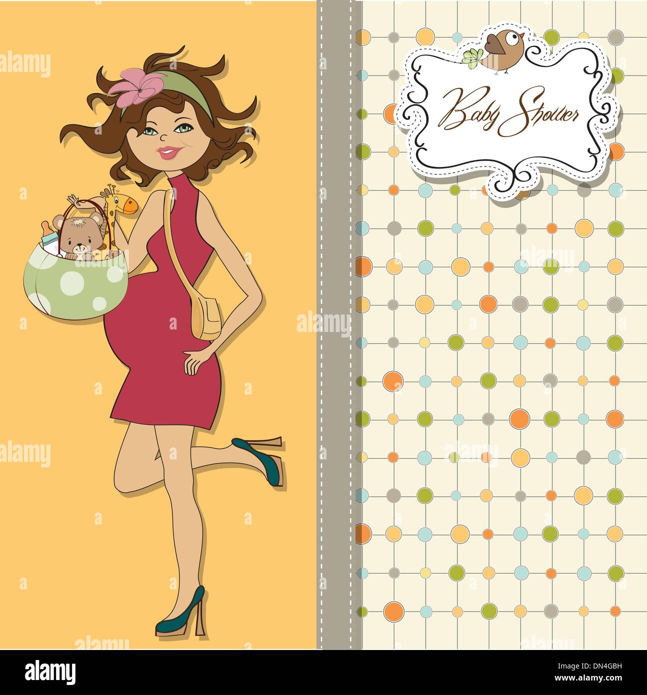 baby announcement card with pregnant woman Stock Vector
