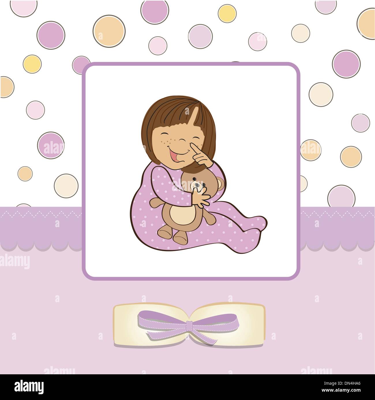 little baby girl with her teddy bear toy Stock Vector Image & Art - Alamy