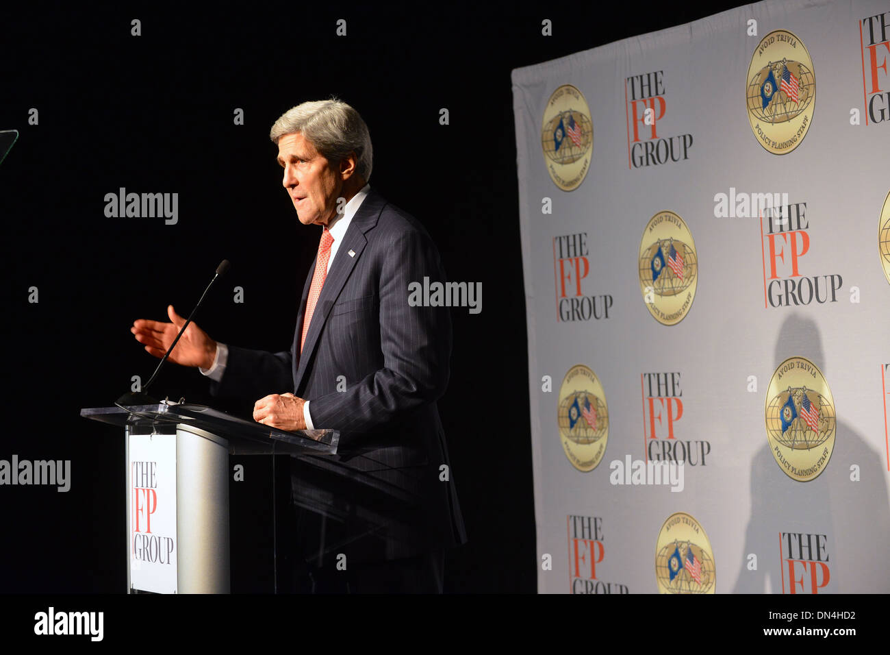 Secretary Kerry Delivers Remarks at the Transformational Trends Strategic Forum Stock Photo