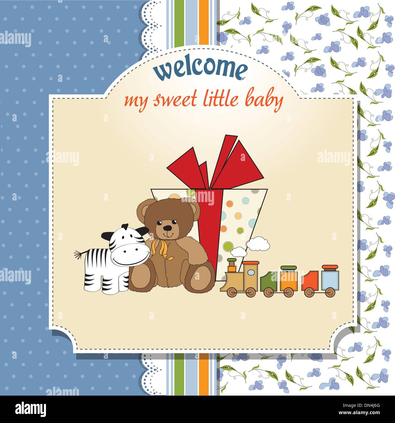 birthday greeting card with presents Stock Vector