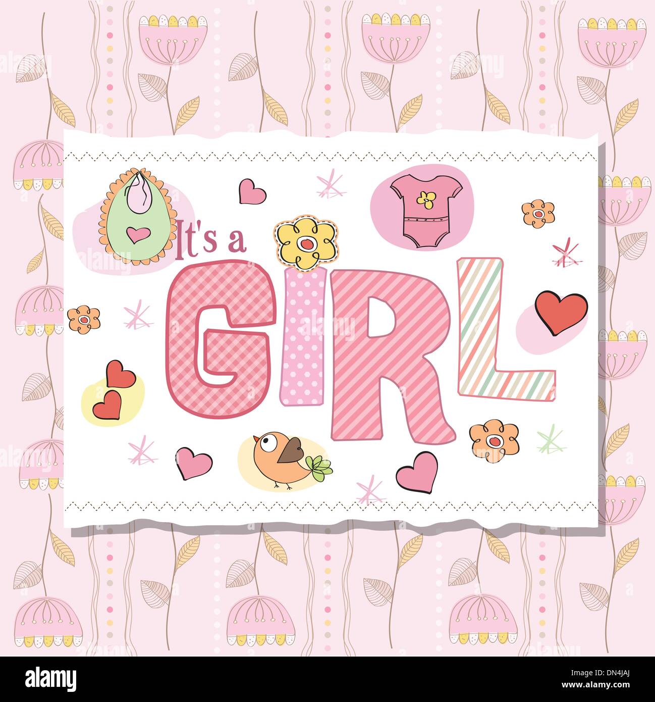 baby girl shower card Stock Vector Image & Art - Alamy