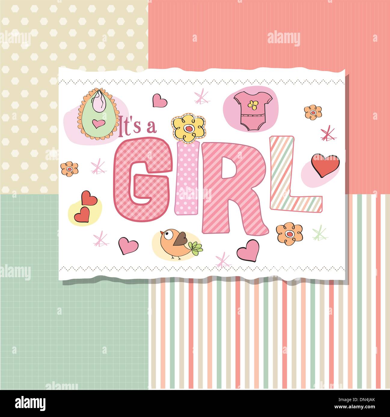 baby girl shower card Stock Vector Image & Art - Alamy