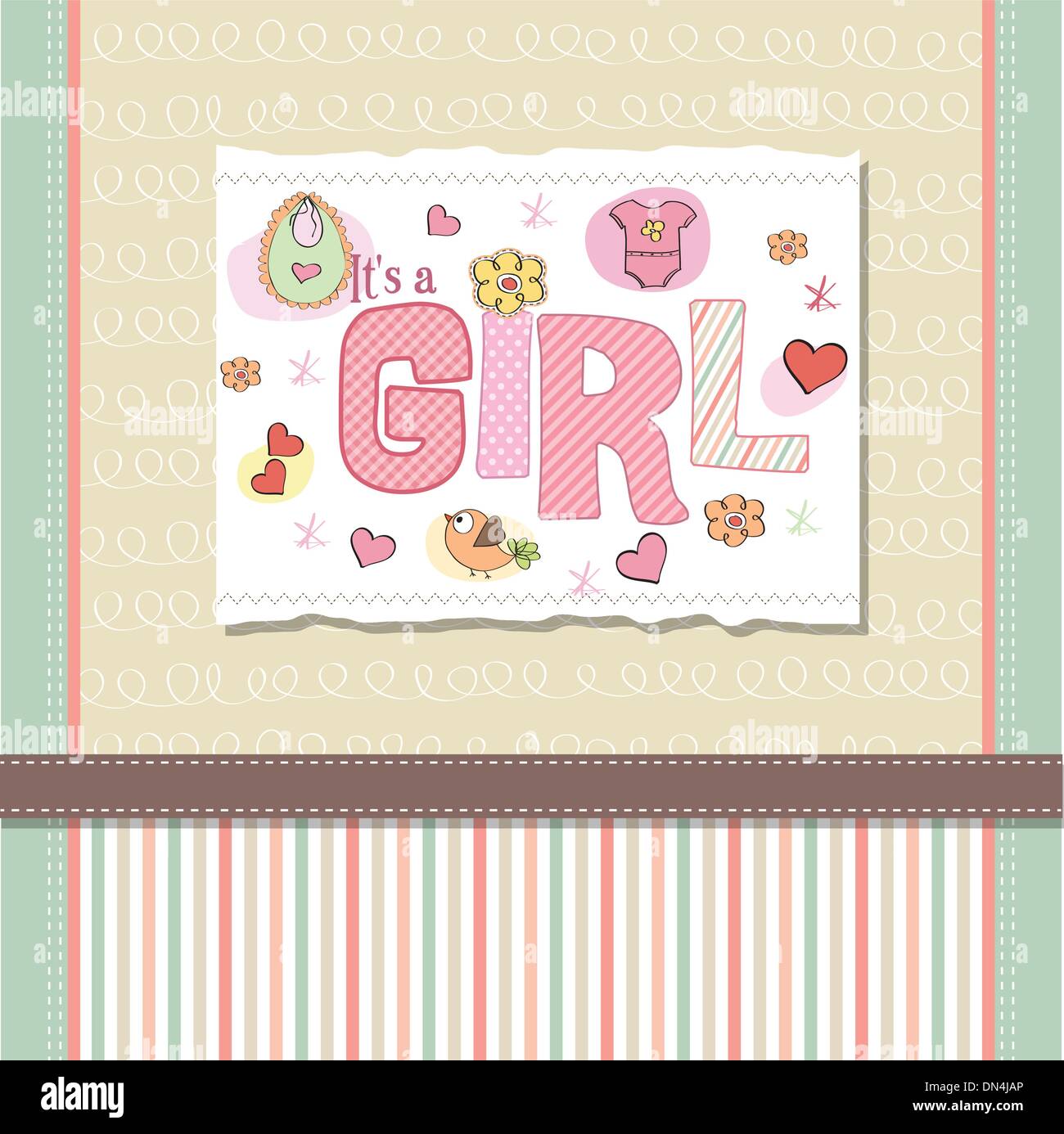baby girl shower card Stock Vector Image & Art - Alamy