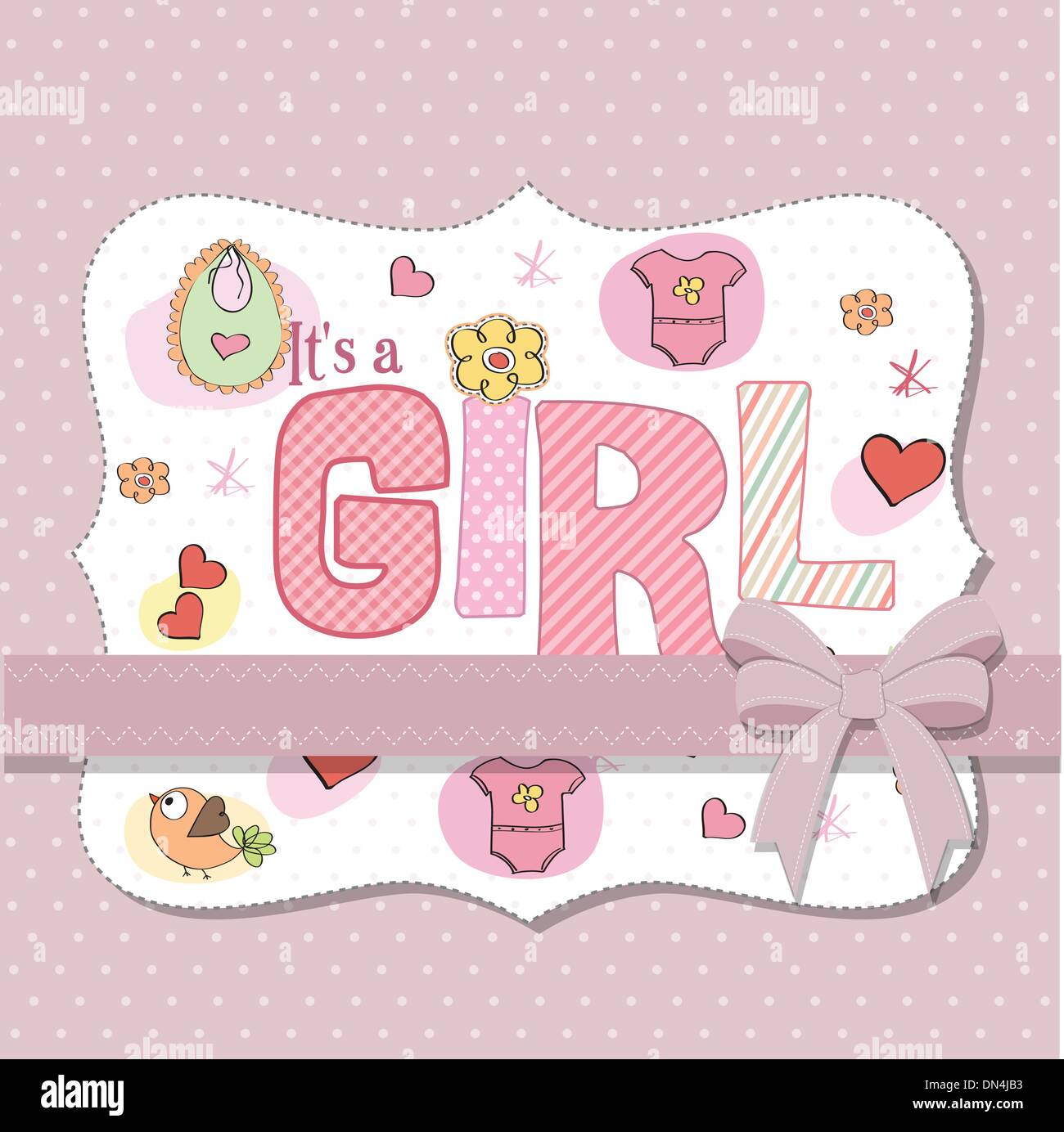 baby girl shower card Stock Vector Image & Art - Alamy