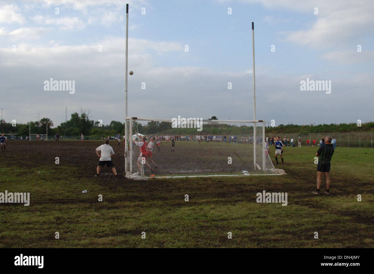 Sep 01, 2006; Philadelphia, PA, USA; One point scored by Chicago Wolfe Tone's (blue) vs. Boston McAnespies in Sr. Men's Football final. Each year over the Labor Day weekend thousands of amateur athletes gather to compete in the Irish sports of Gaelic Football, Hurling and Camogie. The sports event is sponsored by the North American Gaelic Athletic Association. Mandatory Credit: Pho Stock Photo