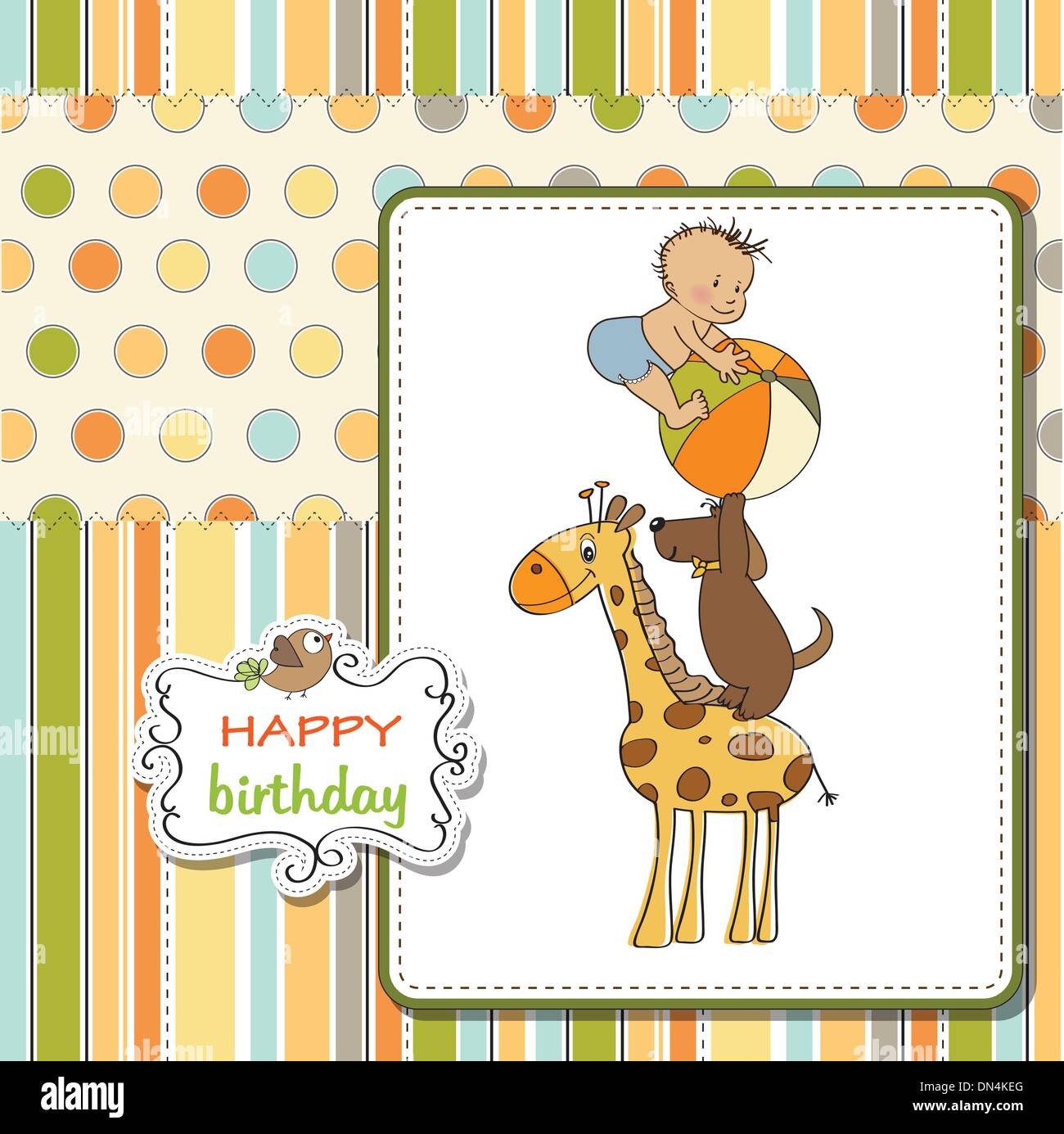 funny cartoon birthday greeting card Stock Vector