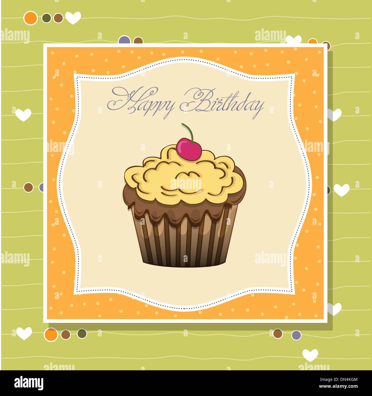 cute happy birthday card with cupcake Stock Vector Image & Art - Alamy