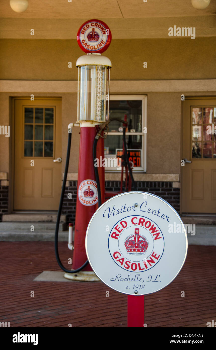 The restored historic 1918 Standard Oil gas station in Rochelle