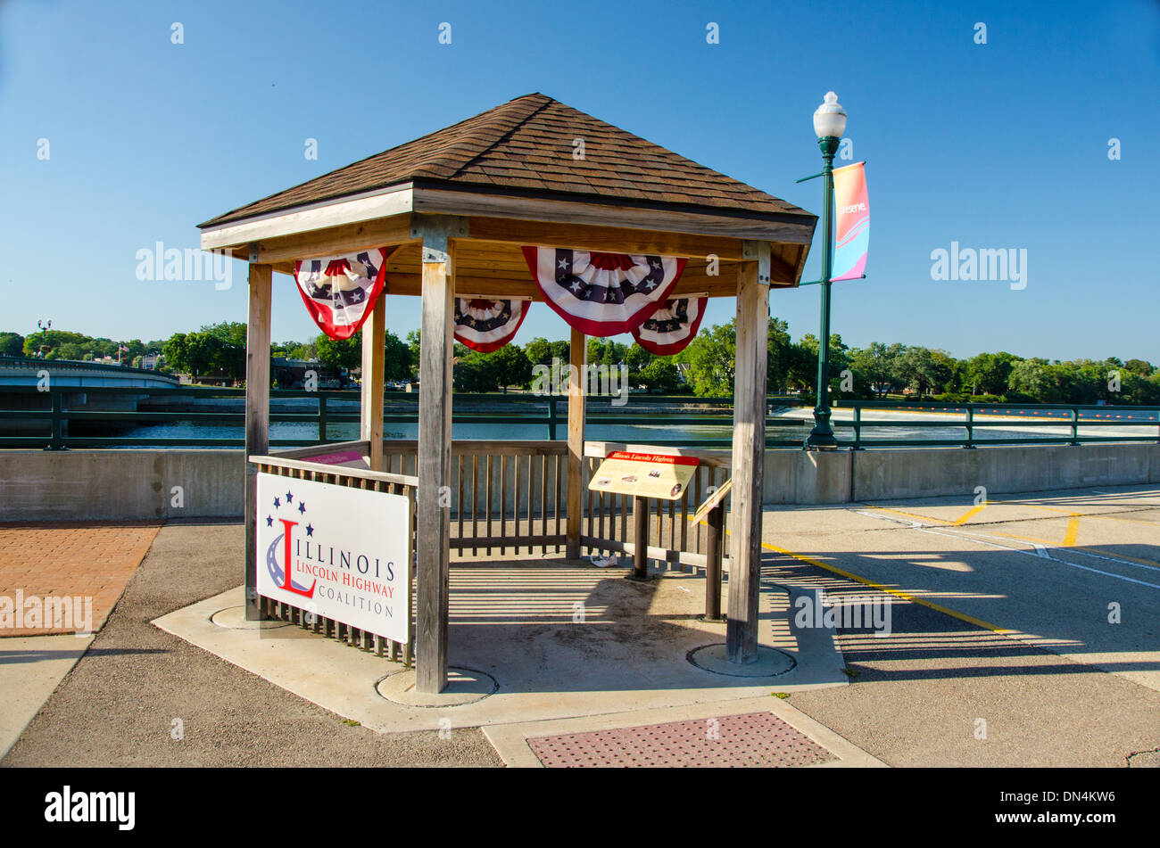 Lincoln Highway gazebo in Dixon, Illinois a town along the Lincoln Highway. Stock Photo