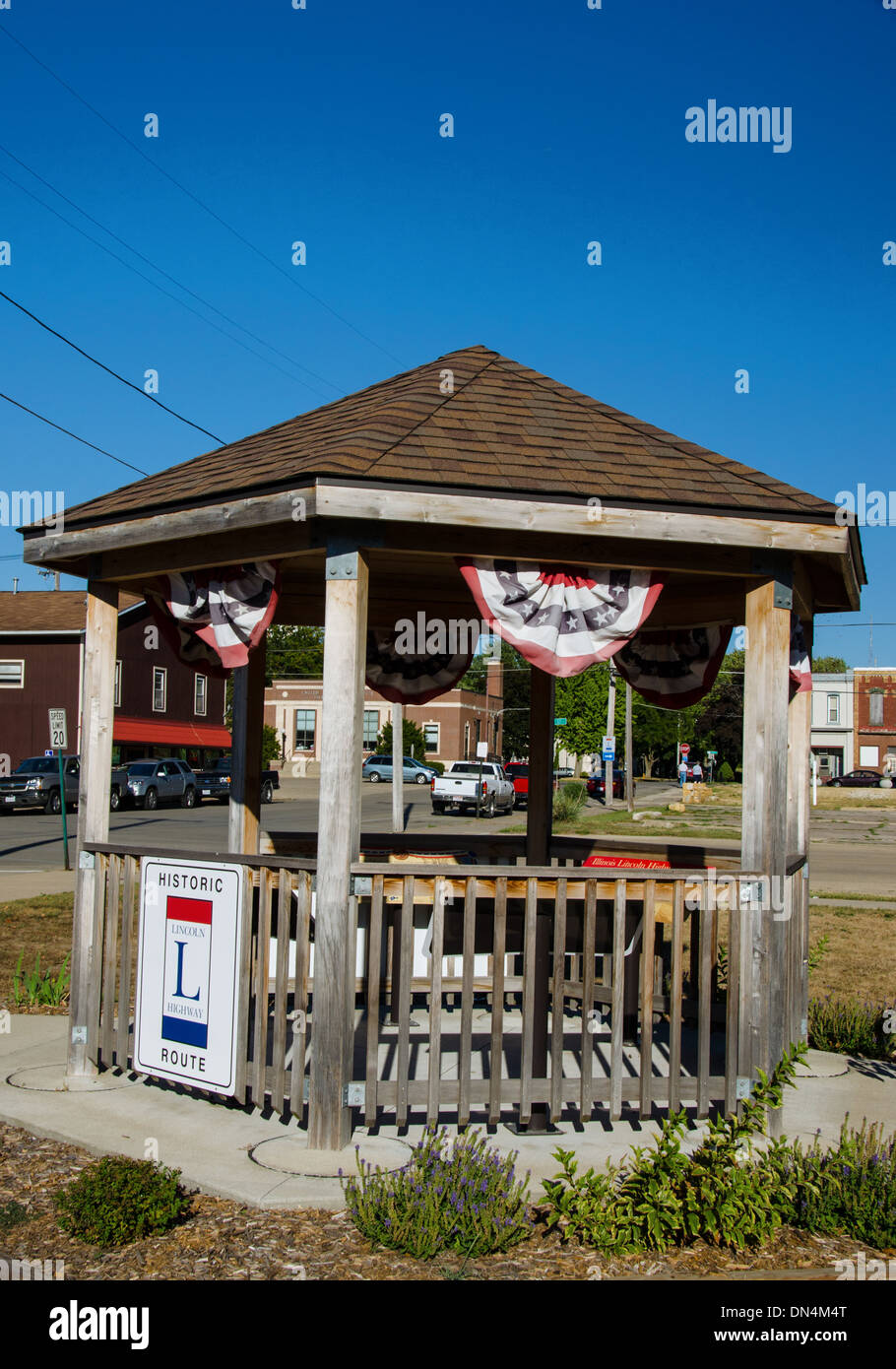 Lincoln Highway Gazebo in Fulton, Illinois, a town along the Lincoln Highway Stock Photo