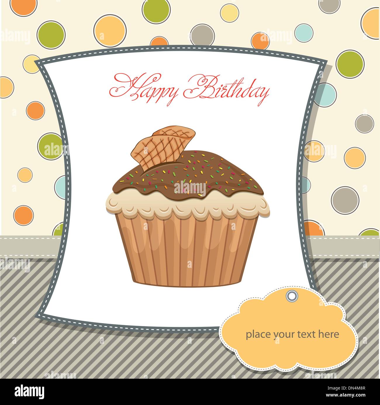 cute happy birthday card with cupcake Stock Vector Image & Art - Alamy