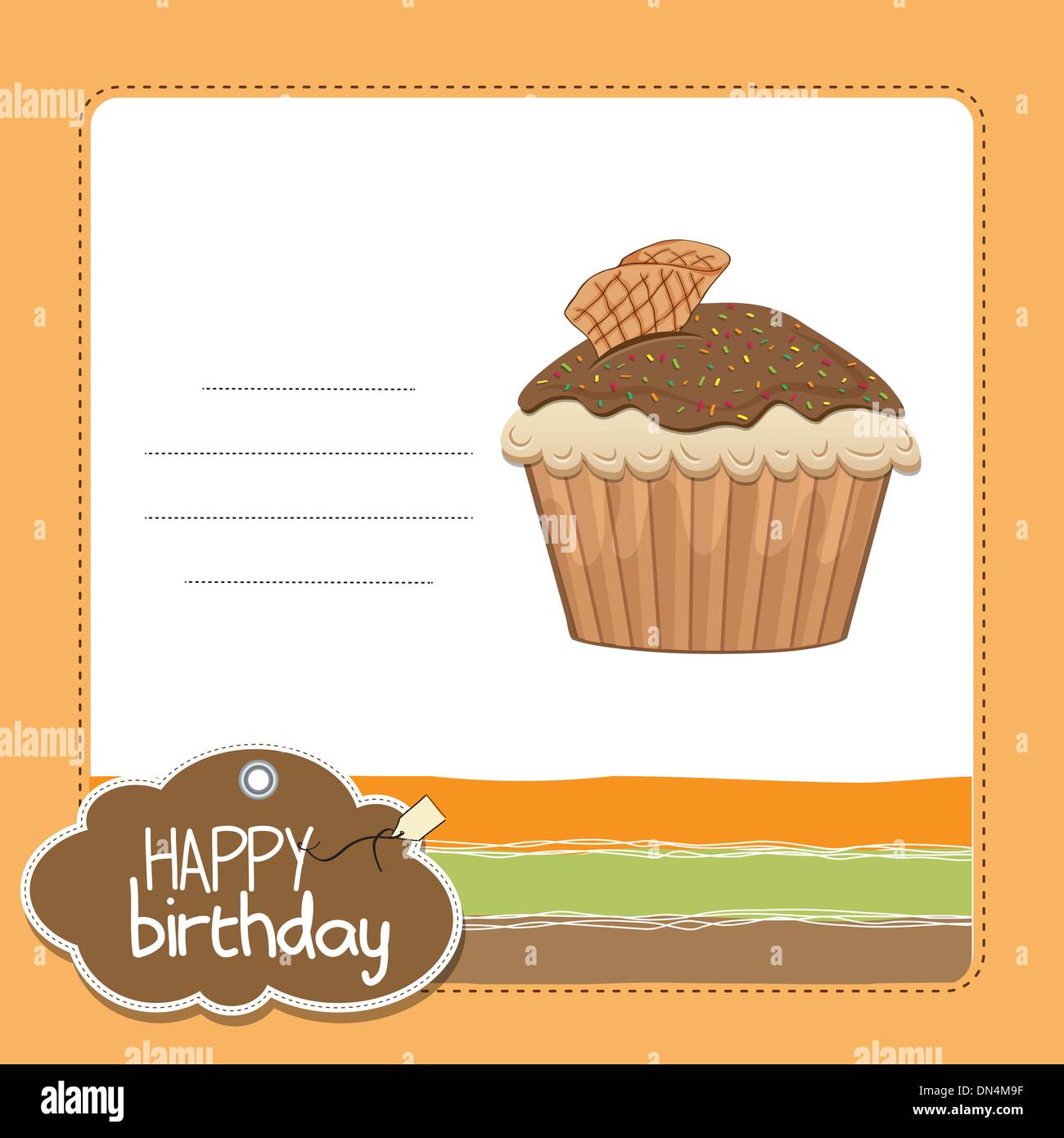 cute happy birthday card with cupcake Stock Vector Image & Art - Alamy